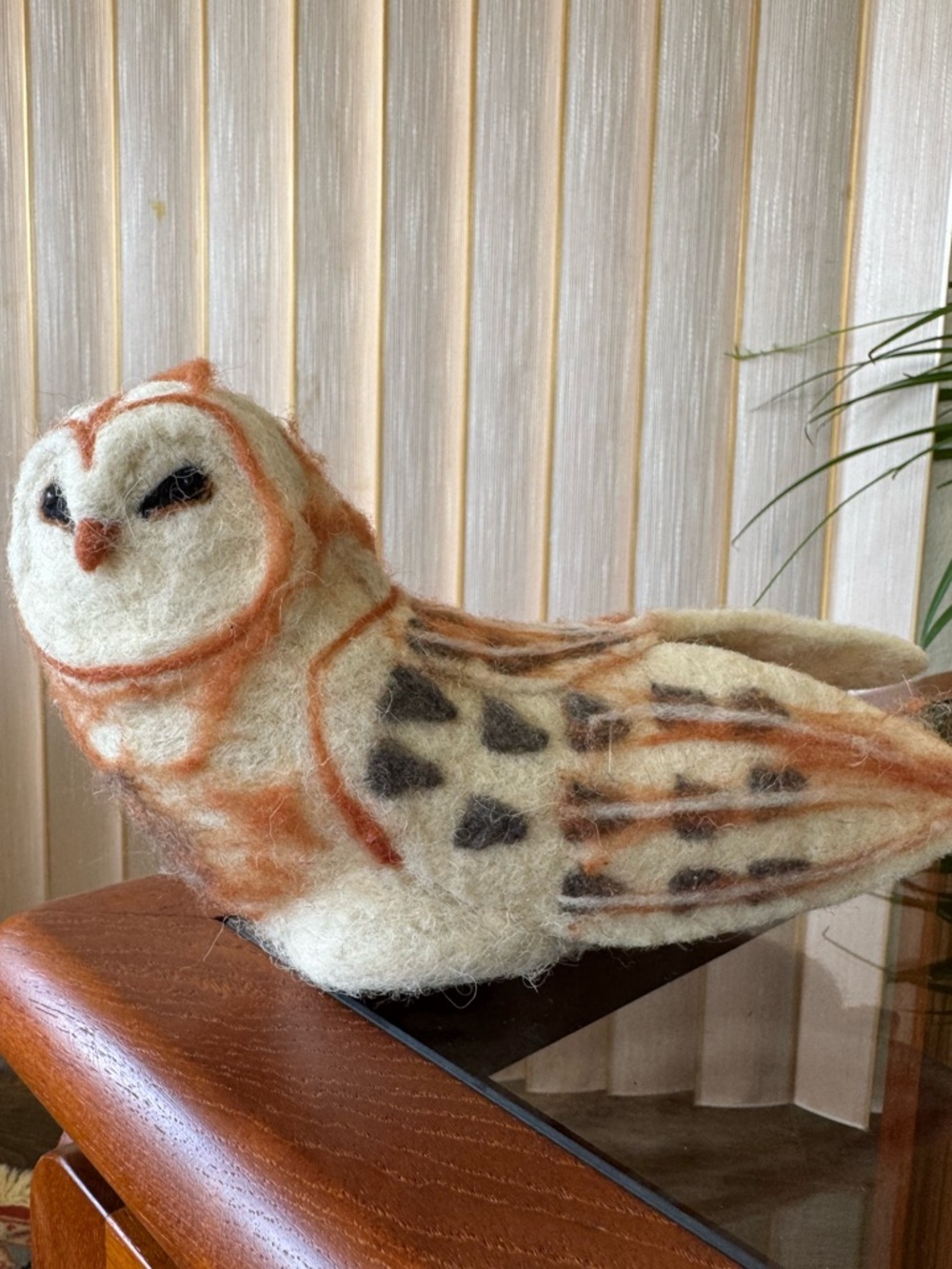 Handcrafted Felt Barn Owl Plush Cream & Brown